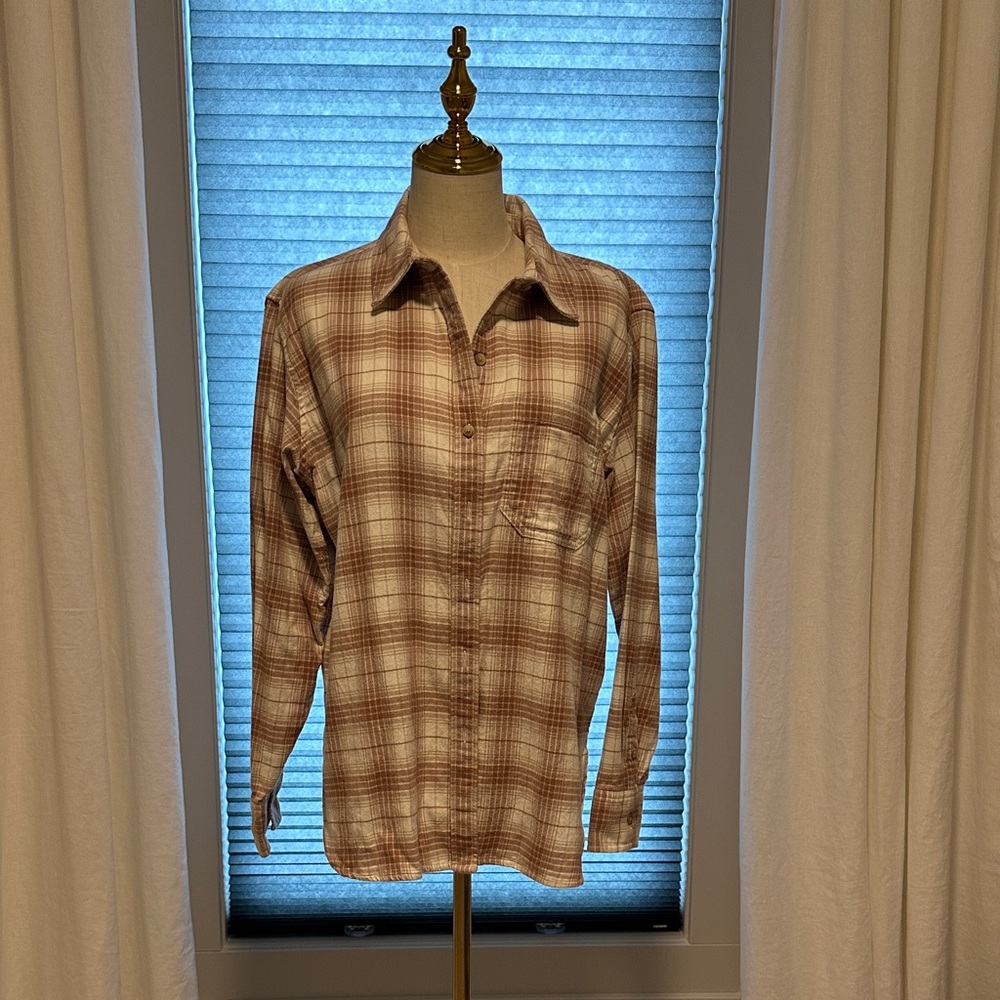 American Eagle Outfitters Women's Brown Plaid Button Down Shirt